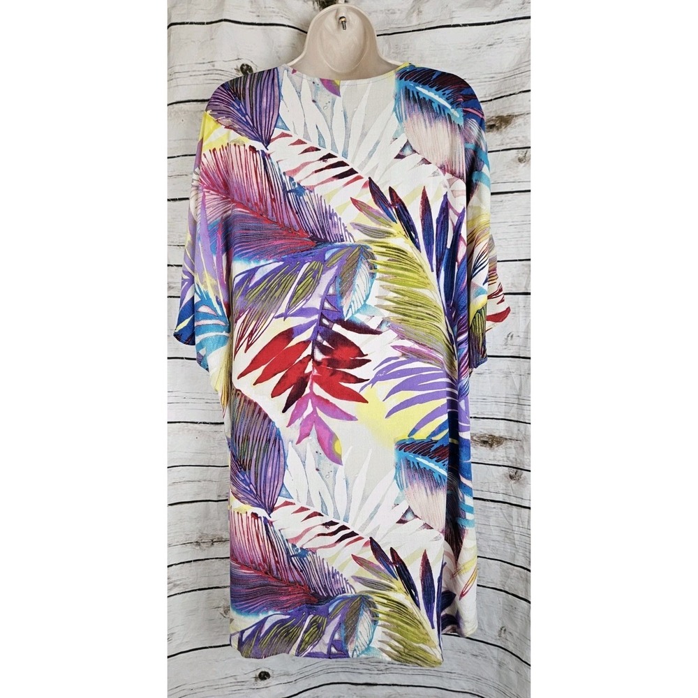 Jams World Floral 100% Rayon Tropical Hawaiian Tunic Dress Large Womens - Picture 5 of 7